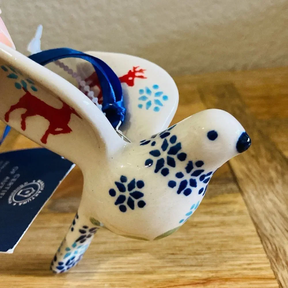 NWT Dove Boleslawiec Polish Christmas Bird Ornament